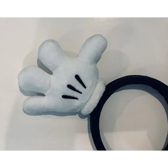 NEW DISNEY MICKEY MOUSE PLUSH WHITE GLOVES MOUSE EARS HEADBAND Hair Accessory - Picture 3 of 4
